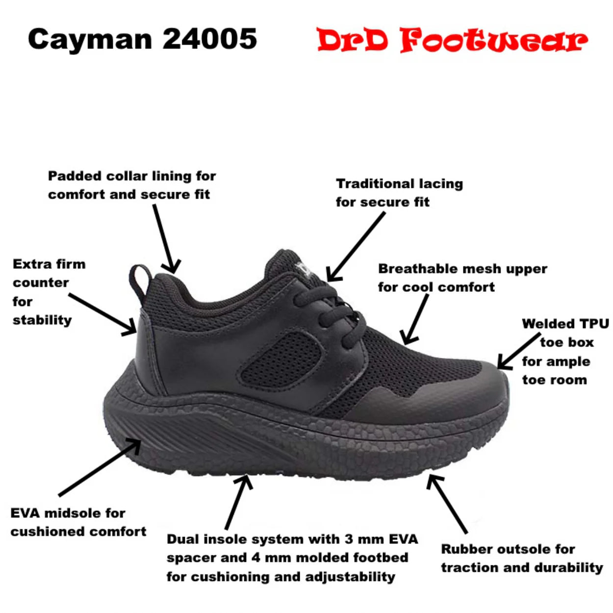 DrD Kid Caymen Sneaker Black
