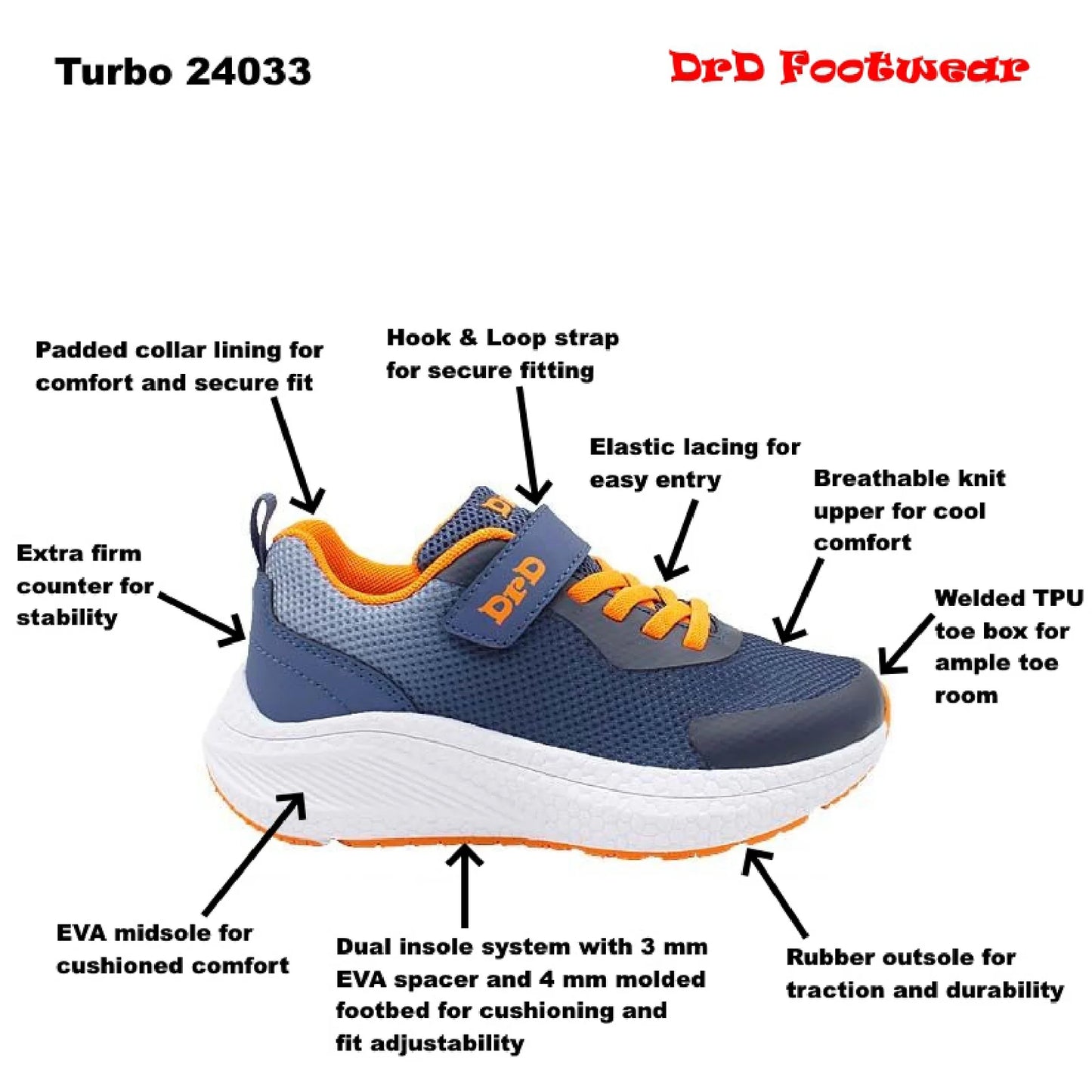 DrD Kid Turbo Sneaker (Grey/Blue)