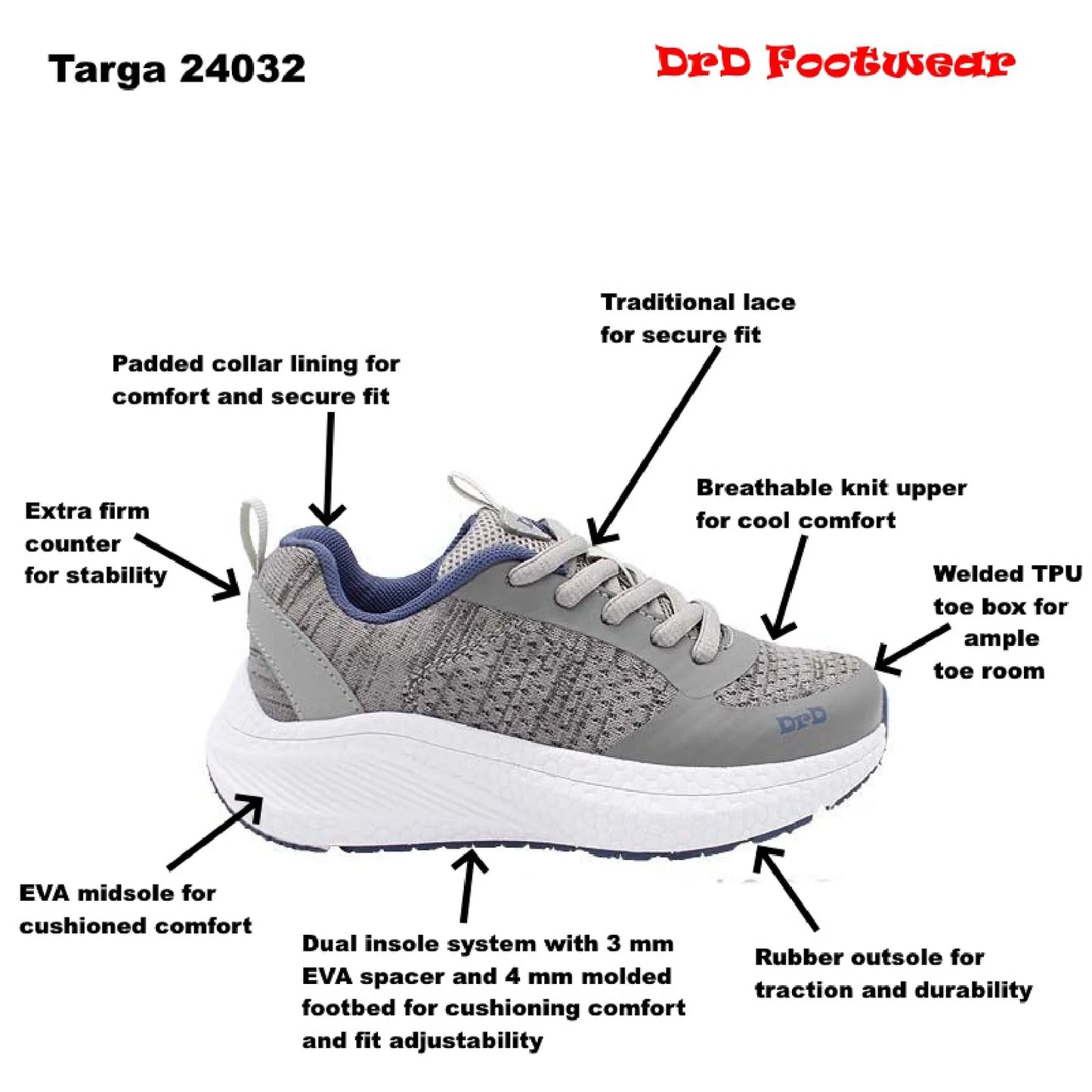 DrD Kid Targo Sneaker (Grey/Blue)